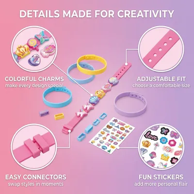 Image de Kit de fabrication de bracelets pour filles, avec paillettes, différentes perles, élastique, pour enfants de 7 à 9 ans