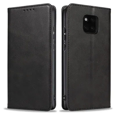 Produktbild von Handyhülle für Huawei Mate 20 Pro Kunstleder Flip Cover Hülle Klapphülle Case Kartenfach Farbe: Schwarz