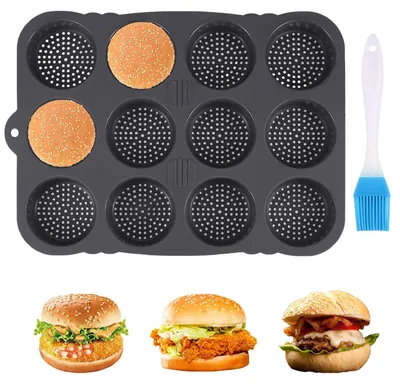 Image de Moules à muffins en silicone pour burgers - 12 cavités - Ø 8 cm