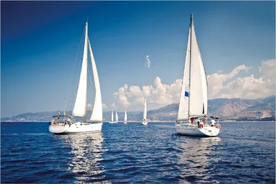 Produktbild von Wallario Poster - Segelschiff auf dem Mittelmeer, Kunstdruck Größe: 61 x 91,50 cm