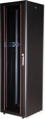 Produktbild von ROLINE Netzwerkschrank Basic 48,26cm 19Zoll 42 HE 600x600 BxT Glastür schwarz