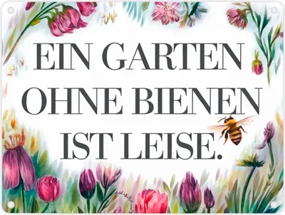 Produktbild von Garten ohne Bienen ist leise Metallschild in 15x20 cm