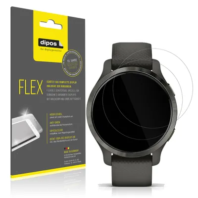 Produktbild von 2x Schutzfolie für Garmin Venu 2s Folie, 100% Displayabdeckung, dipos Flex