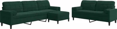 Immagine prodotto di vidaXL Set di divani a 3 pezzi con cuscini e imbottiture in velluto verde scuro