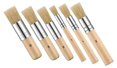 Produktbild von 6-teiliges Pinselset für Acryl- und Aquarellmalerei mit Holzgriff