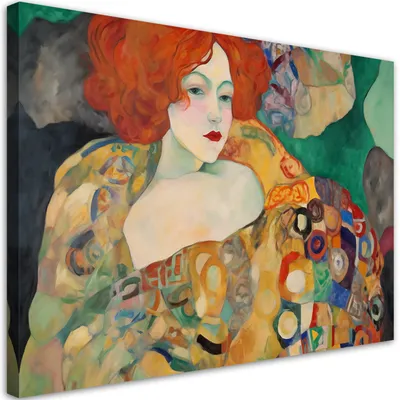 Produktbild von Leinwandbild Rothaarige Frau – G. Klimt 120x80 Feeby Bunt bild für die wand bereit zum aufhängen