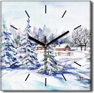 Produktbild von Coloray Uhr auf Leinwand 30x30 cm Wand Uhr Dekoration Wohnzimmer Segeltuch schwarze Hände -Aquarelle Dorfdorf.