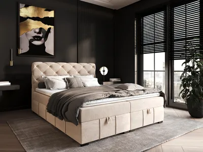 Produktbild von Boxspringbett COCO 200x200 mit Bettkästen und Topper | Doppelbett| Bonell-Matratze| Polsterbett| Bett| Bettgestell| Schlafzimmer- Beige