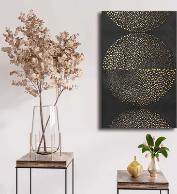 Obrázek produktu pro Wallity, 4570NISC-019, Dekorativní malba na plátně, 100 % KANVAS (tloušťka: 2,8 mm), zlatá, 45 x 70 cm