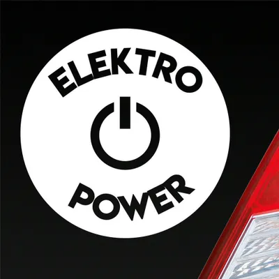 Produktbild von Auto Aufkleber Elektro Power Elektrizität Energie Öko Strom 10x10 cm Weiss Glanz Sticker Heckscheibenaufkleber