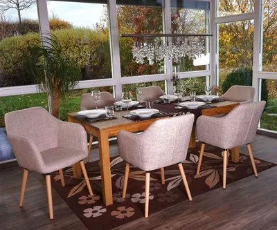Obrázek produktu pro sada 6 jídelních židlí Malmö T381, židle kuchyňská židle, retro design 50. let  textil, krémová/šedá, světlé nohy