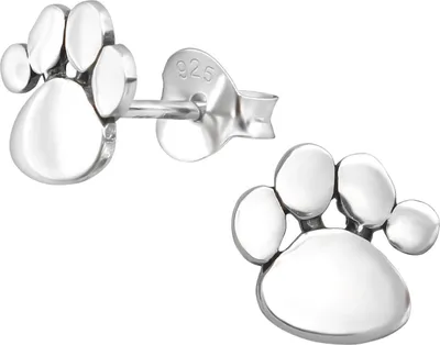 Produktbild von 925 Sterling Silber Ohrstecker Pfotenabdruck für Kinder