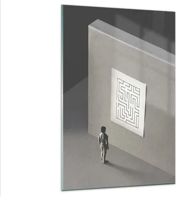 Produktbild von Bilder auf glas - Einteilig - Labyrinth Grau Verloren - 80x120cm - Glasbilder - Wandbilder - Bilder - zum Aufhängen bereit - Wanddekoration aus Glas - Glas Bilder - Wandbild auf Glas - GPA80x120-5086