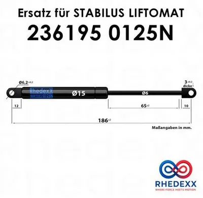 Produktbild von IKEA Värde Ersatz Gasdruckfeder Gasdruckdämpfer 236195 184mm/60mm 125N