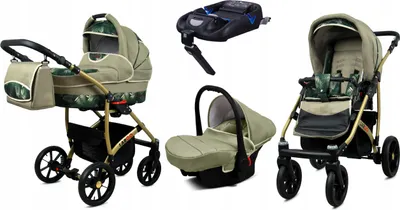 Produktbild von BabyLux® Largo | 4in1 Kinderwagen Set | Lern Leaf | Kombikinderwagen | Kinderwagenset | Isofix-B