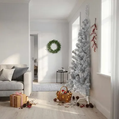 Produktbild von vidaXL Künstlicher Weihnachtsbaum mit Ständer Silber 240 cm PET