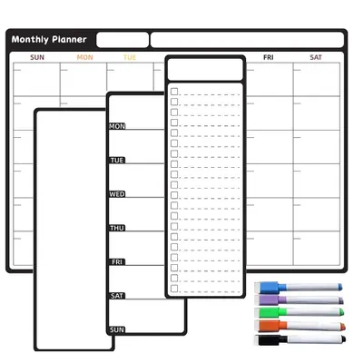 Produktbild von Magnettafel Wochenplaner magnetische To-do-Liste magnetische Whiteboard-Tafel Wochenplaner & Monatsplaner Set, magnetisch, abwischbar, 5 Stifte
