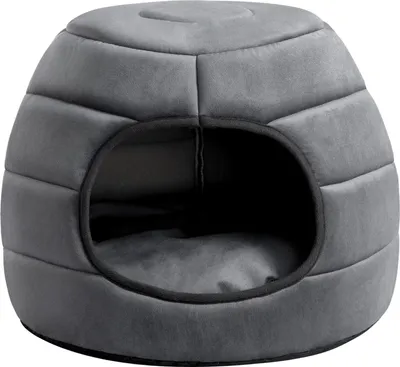 Obrázek produktu pro Coral Velvet 2 v 1 Skládací postel pro kočky Pet Bed Dark Grey S