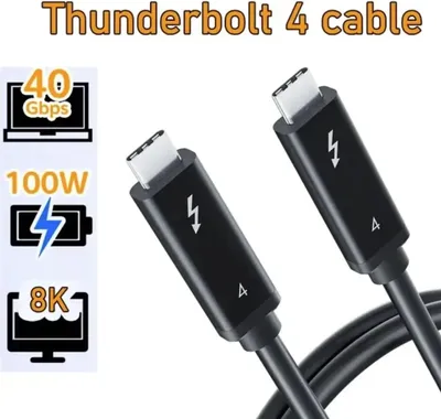 Produktbild von USB 4 Kabel 40 Gbit/s 100W 5A Typ-C-C Schnellladekabel Thunderbolt Datenkabel 0,5m