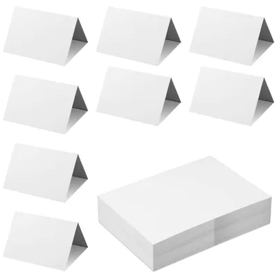 50 weiße Tischkarten, faltbar, 9,4x6,3 cm, Hochzeit, Party