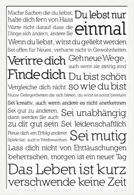Immagine prodotto di Poster motivazionale - Si vive una volta sola + cornice rimovibile, Shinsuke® Maxi MDF bianco, vetro acrilico