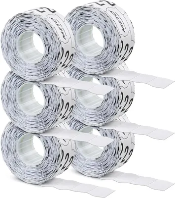 Obrázek produktu pro Štítky do štítkových sponek (26 x 12 mm, 2 řádky, 6 000 štítků, bílý papír, trvalé lepidlo)
