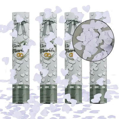 Confettikanon 4er Set – bunt, Liebes-Motiv, 28 cm