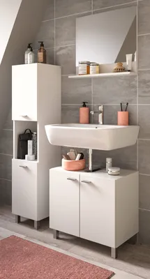 Produktbild von Badmöbel Set 3-teilig "Lowell" weiß Badkombination hängend/stehend 102 x 186 cm