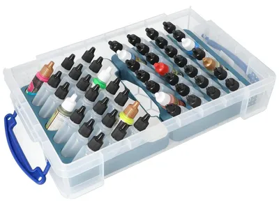 Immagine prodotto di Set di pennarelli con scatola da 4 litri, contenitore per 49 flaconi di colore e accessori