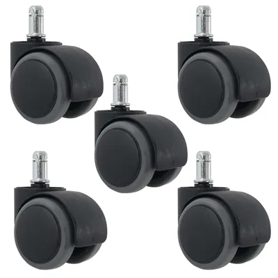 Produktbild von 5er-Set Hartbodenrollen HWC-H86, Bürostuhl-Rollen Stuhlrollen, 150kg belastbar Ø 11mm  grau