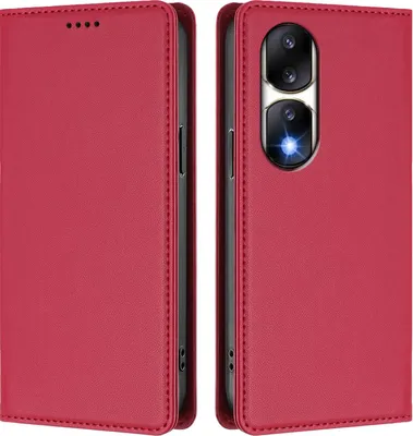 Immagine prodotto di Custodia in pelle per Honor 90 Pro, custodia magnetica in Finto cuoio con supporto Rosso