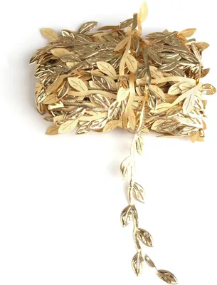 Imagen del producto de Cinta decorativa de eucalipto artificial con hojas doradas, de 10 metros, para celebraciones