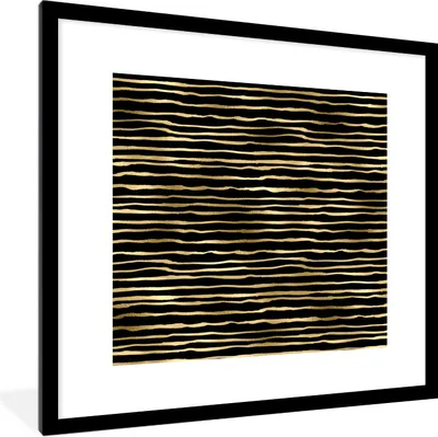 Produktbild von MuchoWow® Gerahmtes Poster Muster - Gold - Schwarz 40x40 cm - Poster mit Schwarzem Bilderrahmen Wandposter Rahmen Foto Bilder - Poster - Plakat im Rahmen