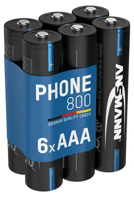 Image de ANSMANN Accu téléphone Micro AAA, 6 pièces, 800 mAh NI-MH 1,2V