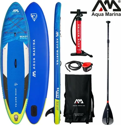 Produktbild von Aqua Marina SUP Board 320x81cm mit Reißverschlussrucksack Double Action-Pumpe LIQUID AIR V1 Paddel Einschub-Mittelfinne Sicherheitsleine Blau