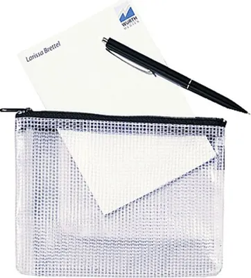 Produktbild von Rexel MeshBag Reissverschlusstasche A5, PVC, 31 g, Schwarz, Transparent