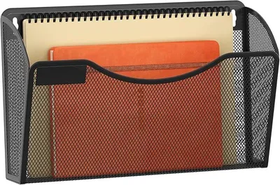 Produktbild von PolkaHome® Wandmontage Dokumentenhalter aus Metall, A4, Schwarz – Aufbewahrung für Zeitschriften, Ordner und Post