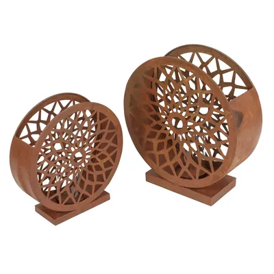 Produktbild von 2x Windlicht Ornament Metall Rost Optik – Kerzenhalter