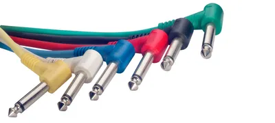 Produktbild von Mono Patchkabel, 6 x Klinke/Klinke (m/m, L-Form), 60 cm, Kunstoff-S...