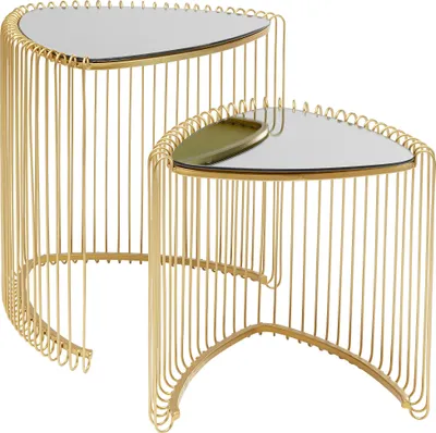 Produktbild von Kare Design Beistelltisch Wire Triangle, 2er Set, Gold, Dreiecksform, Wohnzimmer