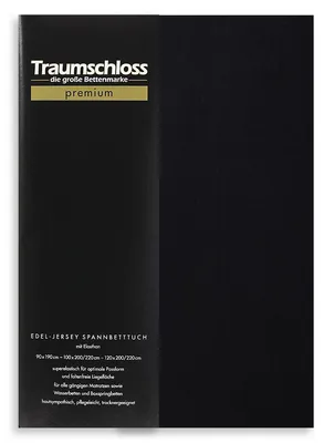 Produktbild von Traumschloss Premium Edel-Jersey Spannbettlaken 180-200 x 200-220 cm schwarz 165g/m², 95% gekämmte Mako Baumwolle, 5% Elasthan
