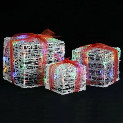 Image de Boîtes-cadeaux de Noël décoratives 3 pcs Acrylique colorées