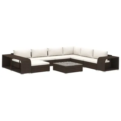 Produktbild von vidaXL 10-tlg. Garten-Lounge-Set mit Auflagen Poly Rattan Braun