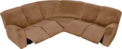 Produktbild von (Kamel) 5-Sitzer-Liegebezug, Samt, L-Form, Stretch-Liegesofa, Anti-Rutsch-Kissen, Sofabezüge