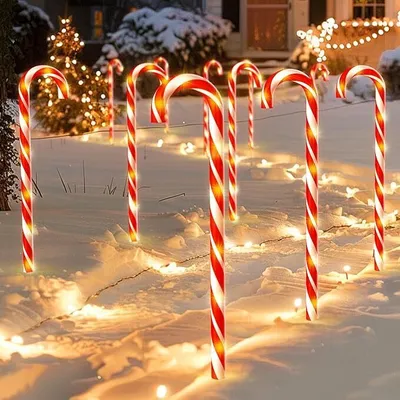 Produktbild von 10erWeihnachtskanallichter, Solarrohrlichter, Weihnachtsdekorationslichter, wasserdicht im Freien, geeignet Gärten, Innenhöfe, Weihnachten, Hochzeiten