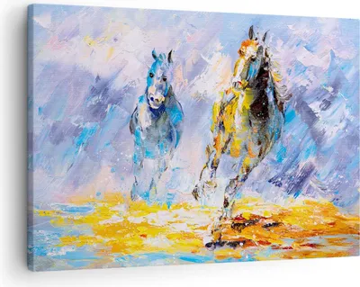 Produktbild von Bild auf Leinwand - Leinwandbild - Pferd Natur Tier - 70x50cm - Wand Bild - Wanddeko - Wandbilder - Leinwanddruck - Bilder - Kunstdruck - Wanddekoration - Leinwand bilder - Wandkunst - AA70x50-3434