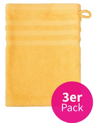 Produktbild von grace grand spa Waschlappen im 3er-Pack mit Streifen-Bordüre Sonnengelb One Size