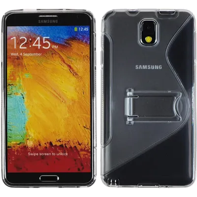 Produktbild von PhoneNatic Case kompatibel mit Samsung Galaxy Note 3 - grau Silikon Hülle Aufstellbar + 2 Schutzfolien
