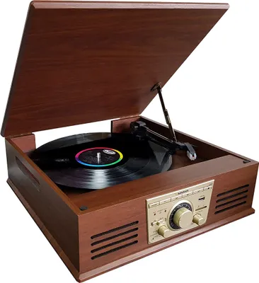 Zdjęcie produktu dla Sunstech PXR32, Gramofon z napędem bezpośrednim, Drewno, 33,45,78 RPM, obrotowy, FM, 35 dB