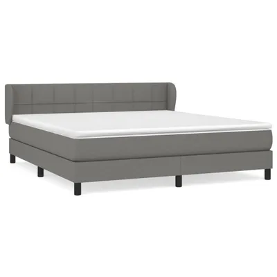 Imagen del producto de Cama con somier y colchón, color gris oscuro, 160x200 cm, tapizada en tela
